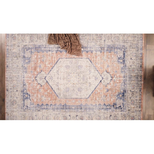 Turkish machine made Floreat Power Loom Blue/White Rug online from wayfair